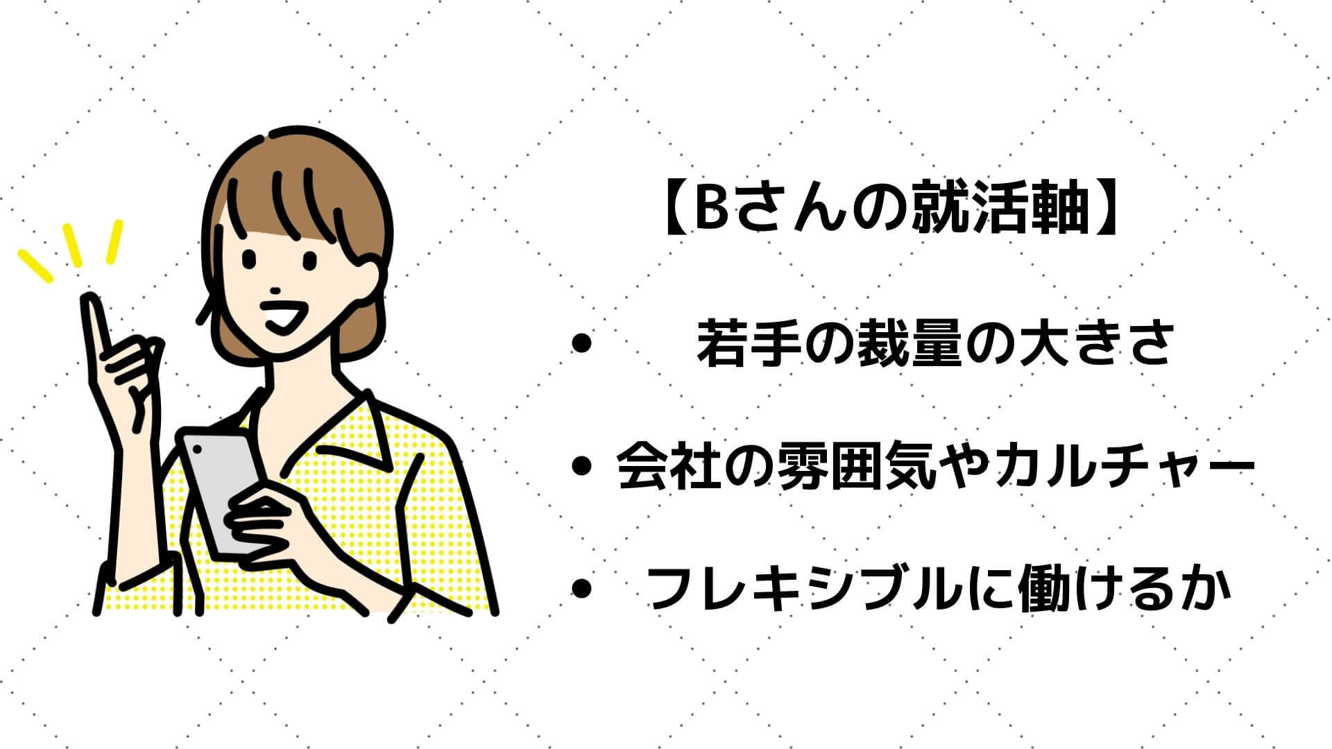 ベンチャー志望の新卒Bさんは「若手の裁量」と「自由な風土」を重要視