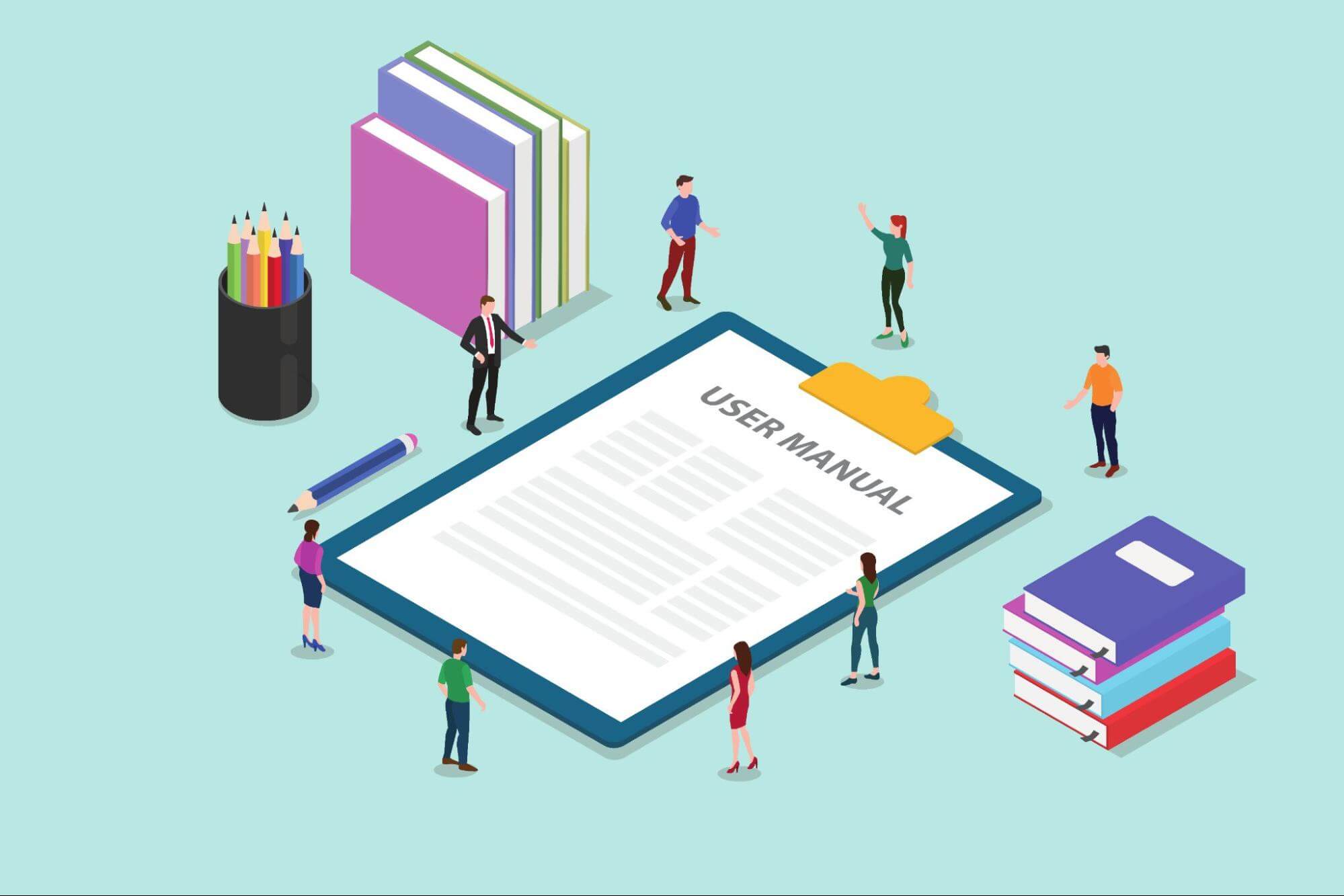 資料と人のイラスト